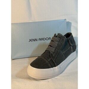 JENN ARDOR YH1808020-GY Grey Canvas Slip On Sneakers Women Zipper Rubber